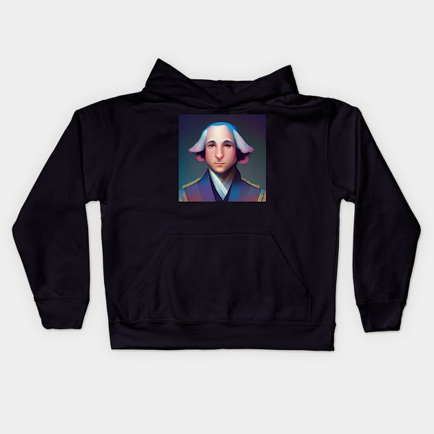 George Washington | American President | Digital Art Kids Hoodie by Classical